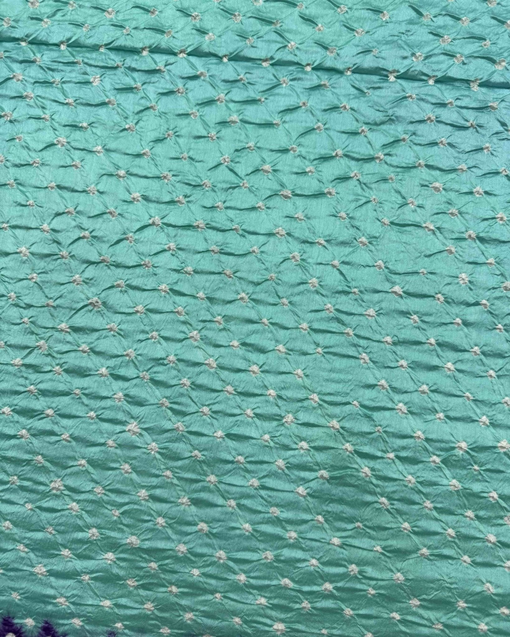 Purple & Sky Blue Kanchipuram Bandhani Saree - SindhoiPatolaArt