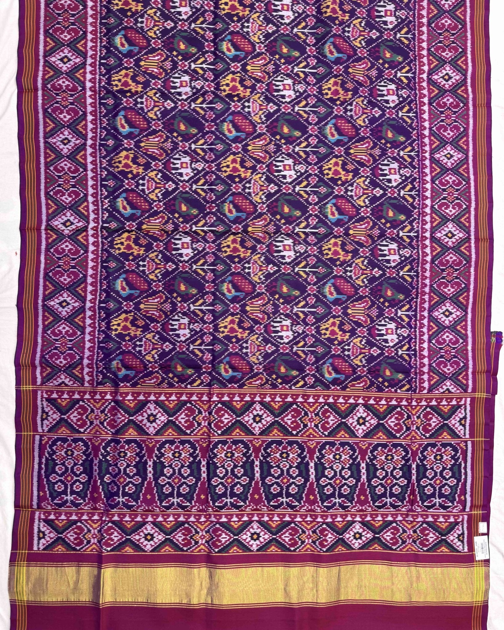 Purple Small Narikunj Patola Saree - SindhoiPatolaArt