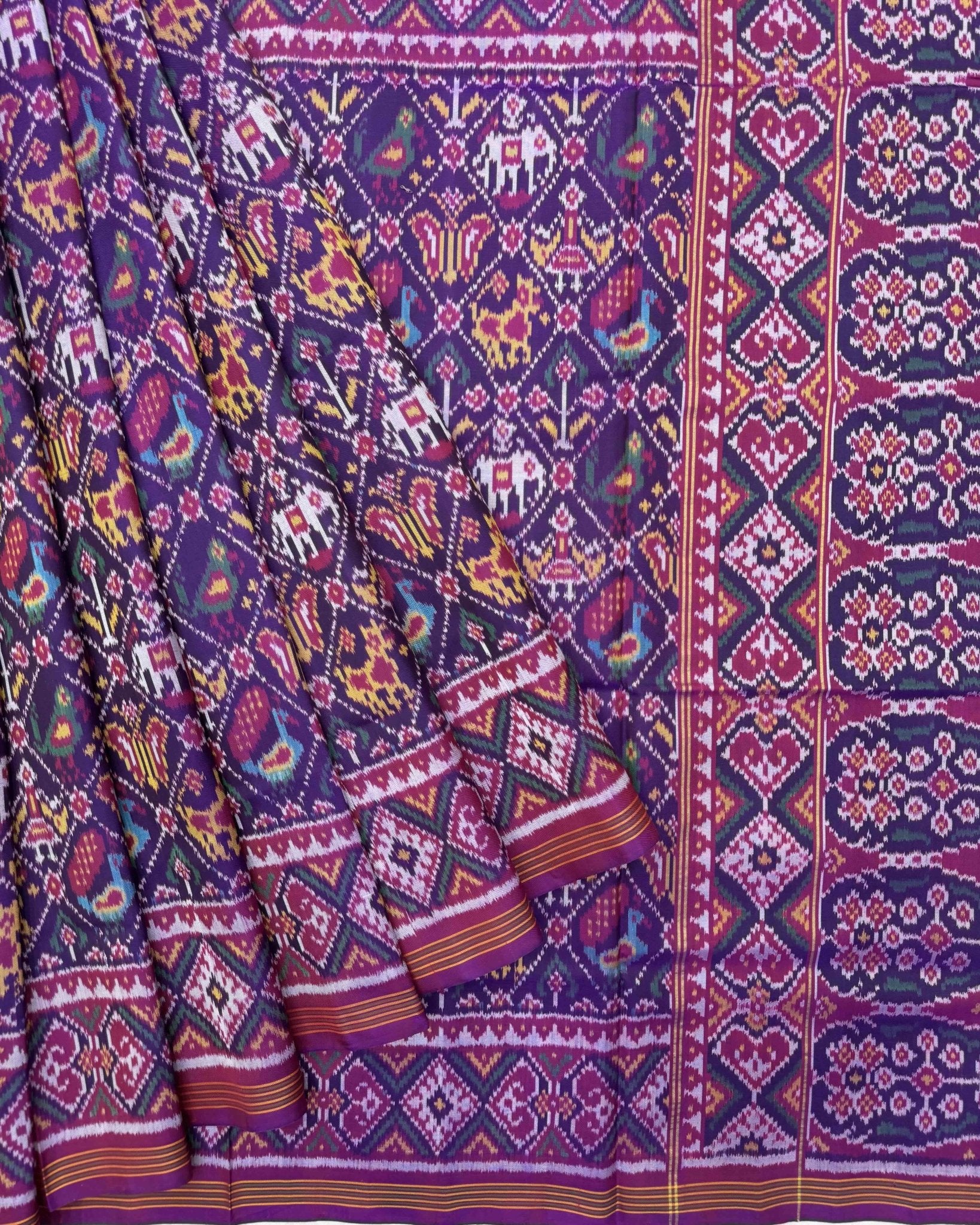 Purple Small Narikunj Patola Saree - SindhoiPatolaArt