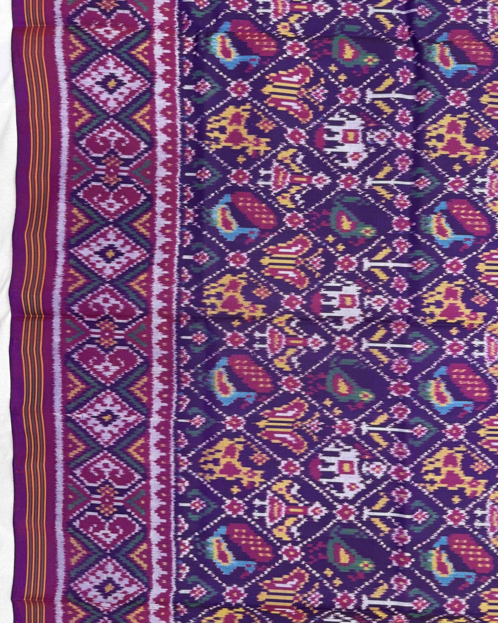 Purple Small Narikunj Patola Saree - SindhoiPatolaArt