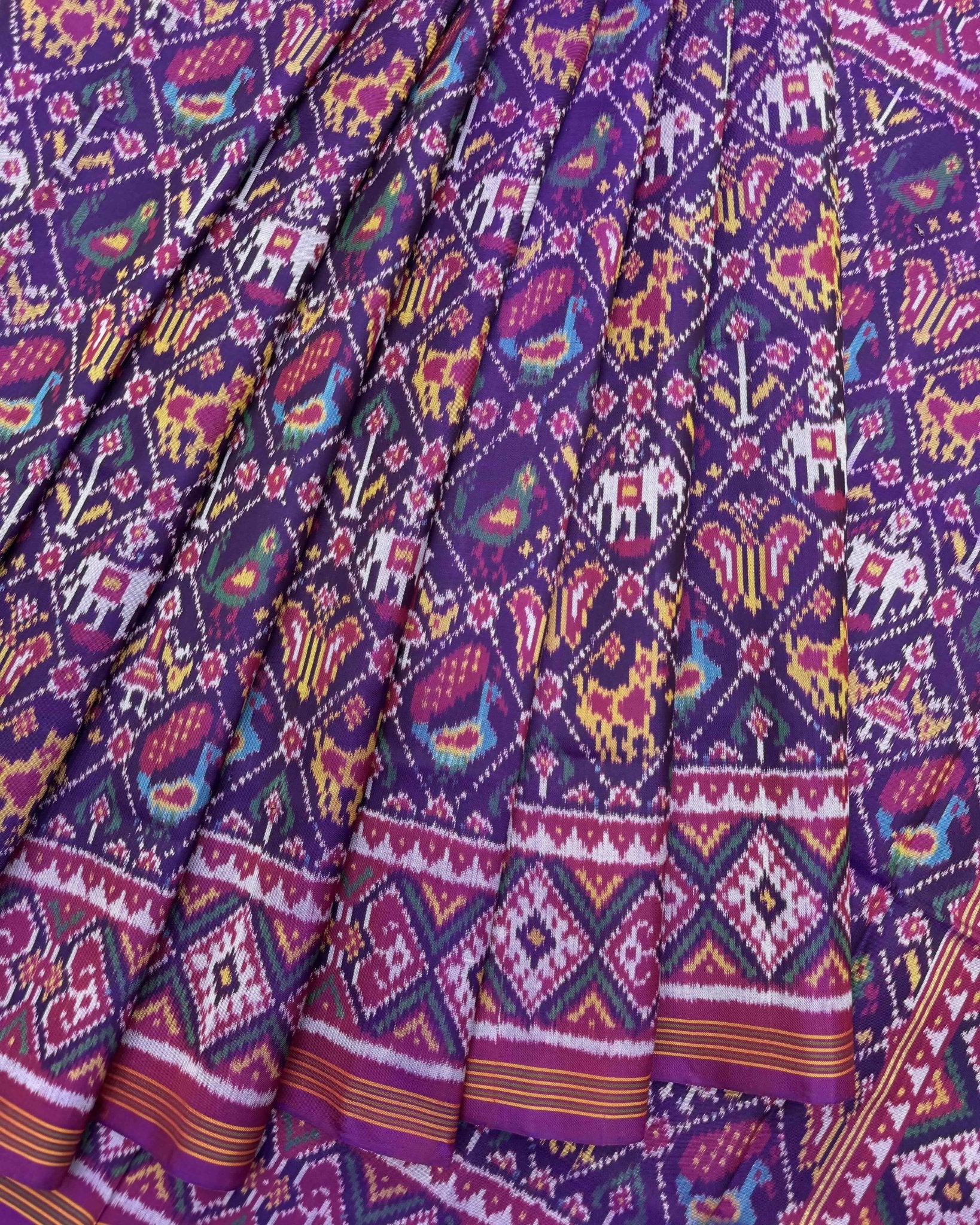 Purple Small Narikunj Patola Saree - SindhoiPatolaArt