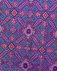 Purple & Turquoise Manekchowk Semi Double Ikat Patola Saree - SindhoiPatolaArt
