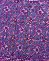 Purple & Turquoise Manekchowk Semi Double Ikat Patola Saree - SindhoiPatolaArt