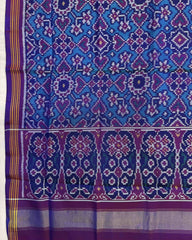 Purple & Turquoise Navratan Semi Double Ikat Patola Dupatta - SindhoiPatolaArt
