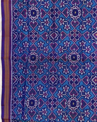Purple & Turquoise Navratan Semi Double Ikat Patola Dupatta - SindhoiPatolaArt