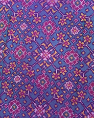 Purple & Turquoise Navratan Semi Double Ikat Patola Saree - SindhoiPatolaArt