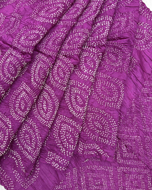 Purple Tussar Bandhani Saree - SindhoiPatolaArt