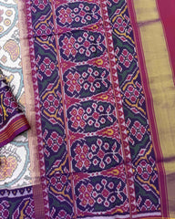 Purple & White Narikunj Patola Saree - SindhoiPatolaArt