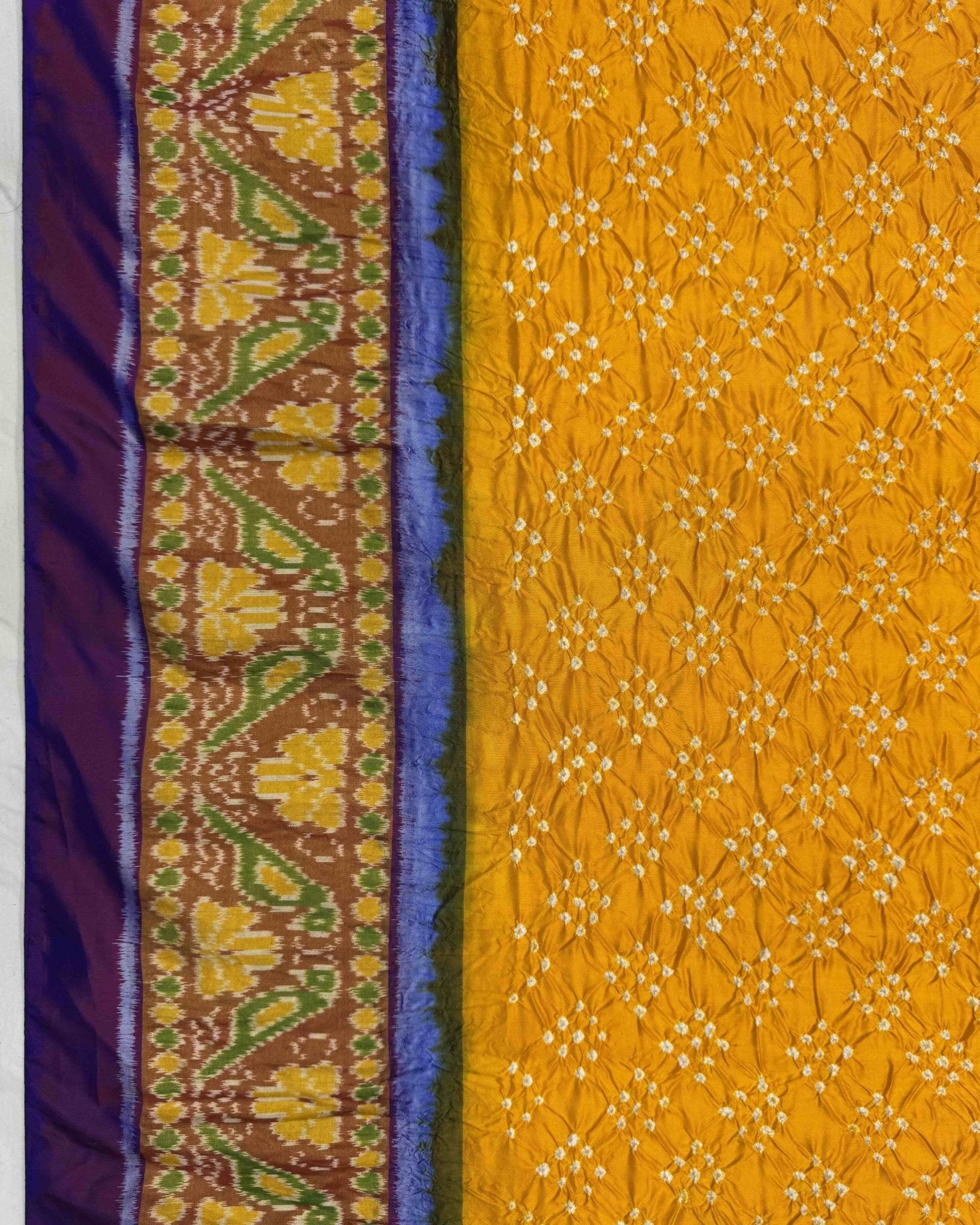 Purple & Yellow Bandhani Patola Saree - SindhoiPatolaArt