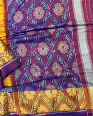 Purple & Yellow Bandhani Patola Saree - SindhoiPatolaArt