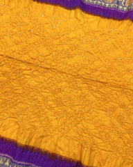 Purple & Yellow Patola Bandhej - SindhoiPatolaArt