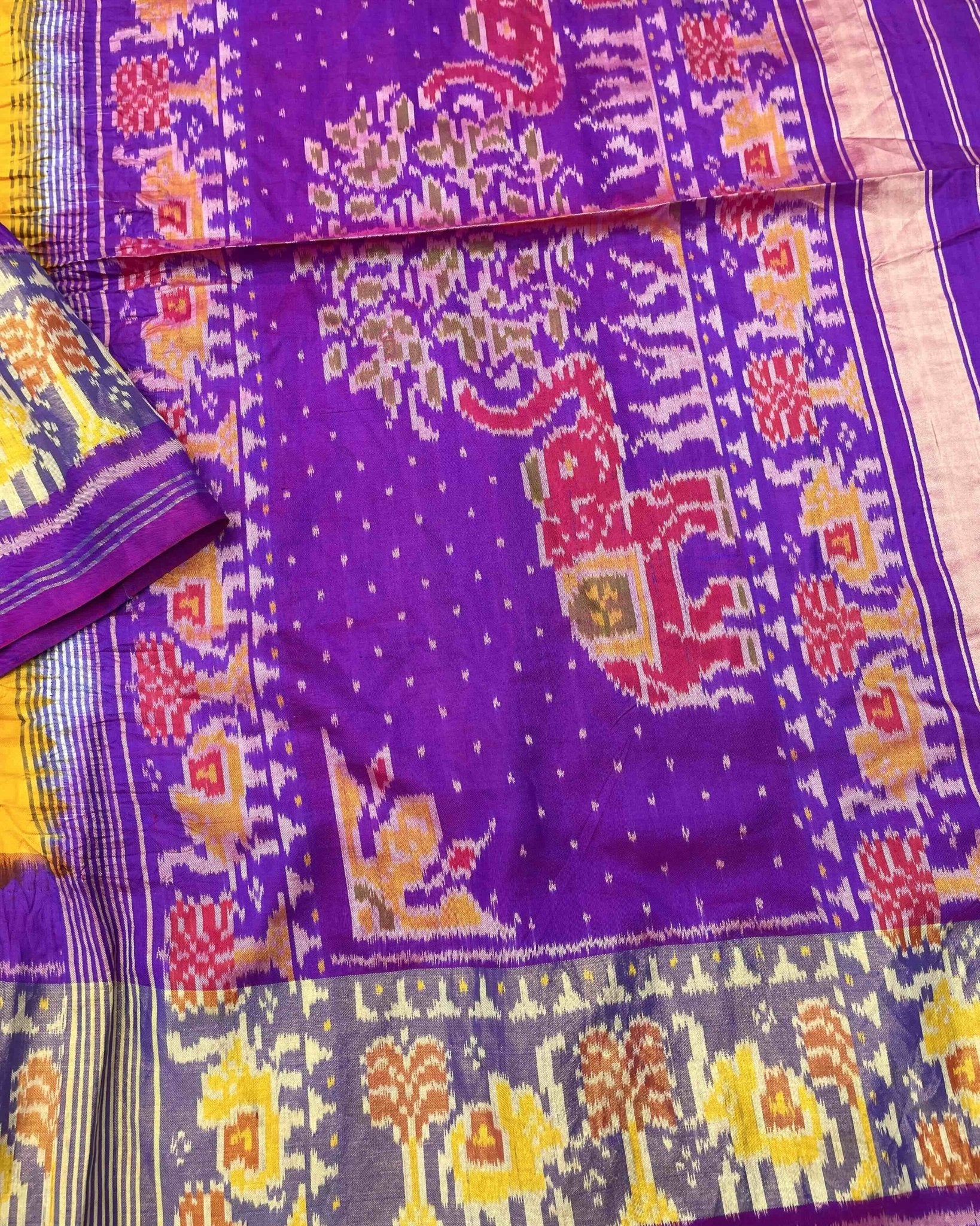Purple & Yellow Patola Bandhej - SindhoiPatolaArt
