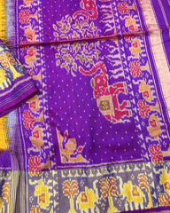 Purple & Yellow Patola Bandhej - SindhoiPatolaArt