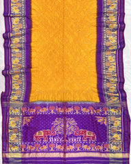 Purple & Yellow Patola Bandhej - SindhoiPatolaArt
