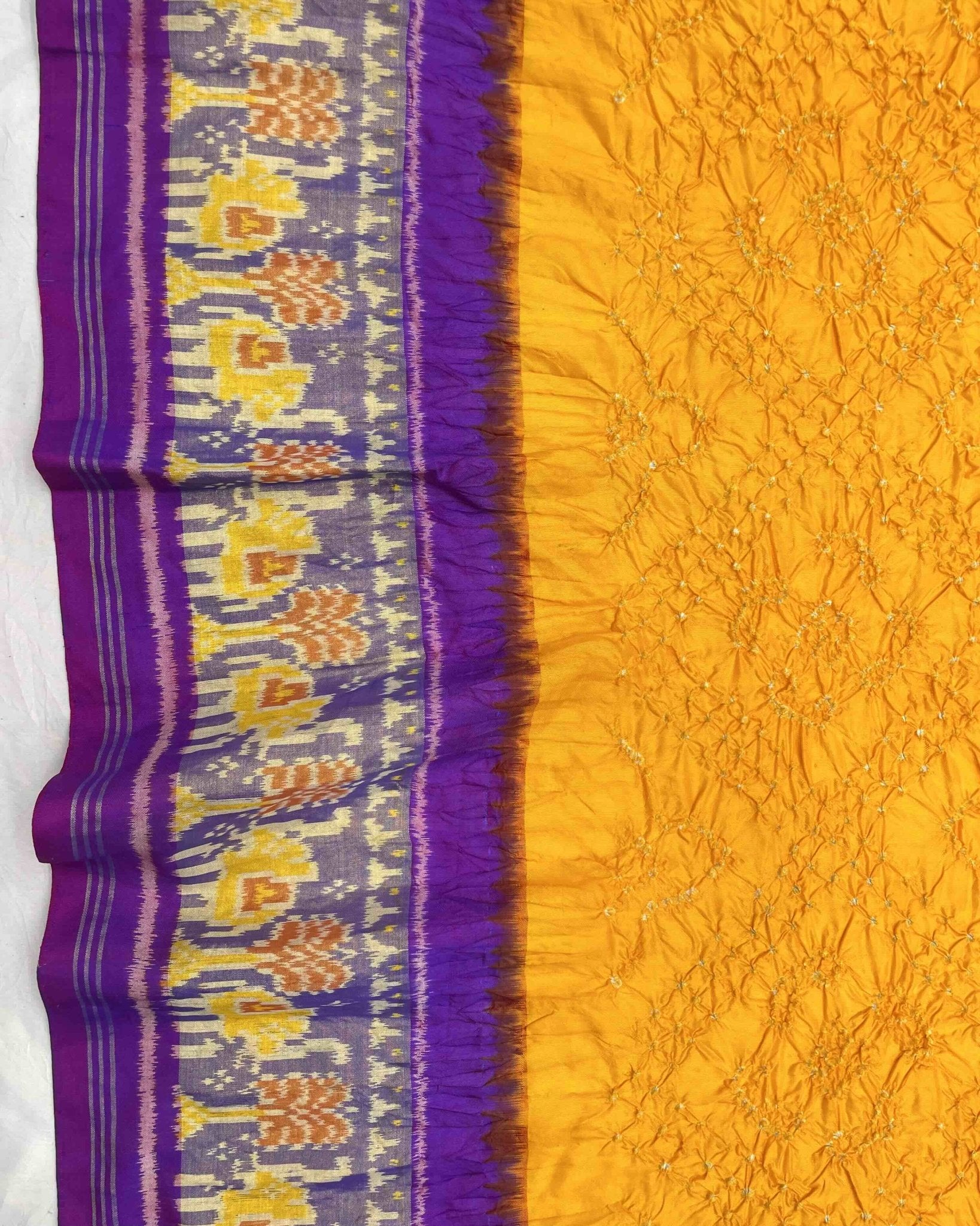 Purple & Yellow Patola Bandhej - SindhoiPatolaArt