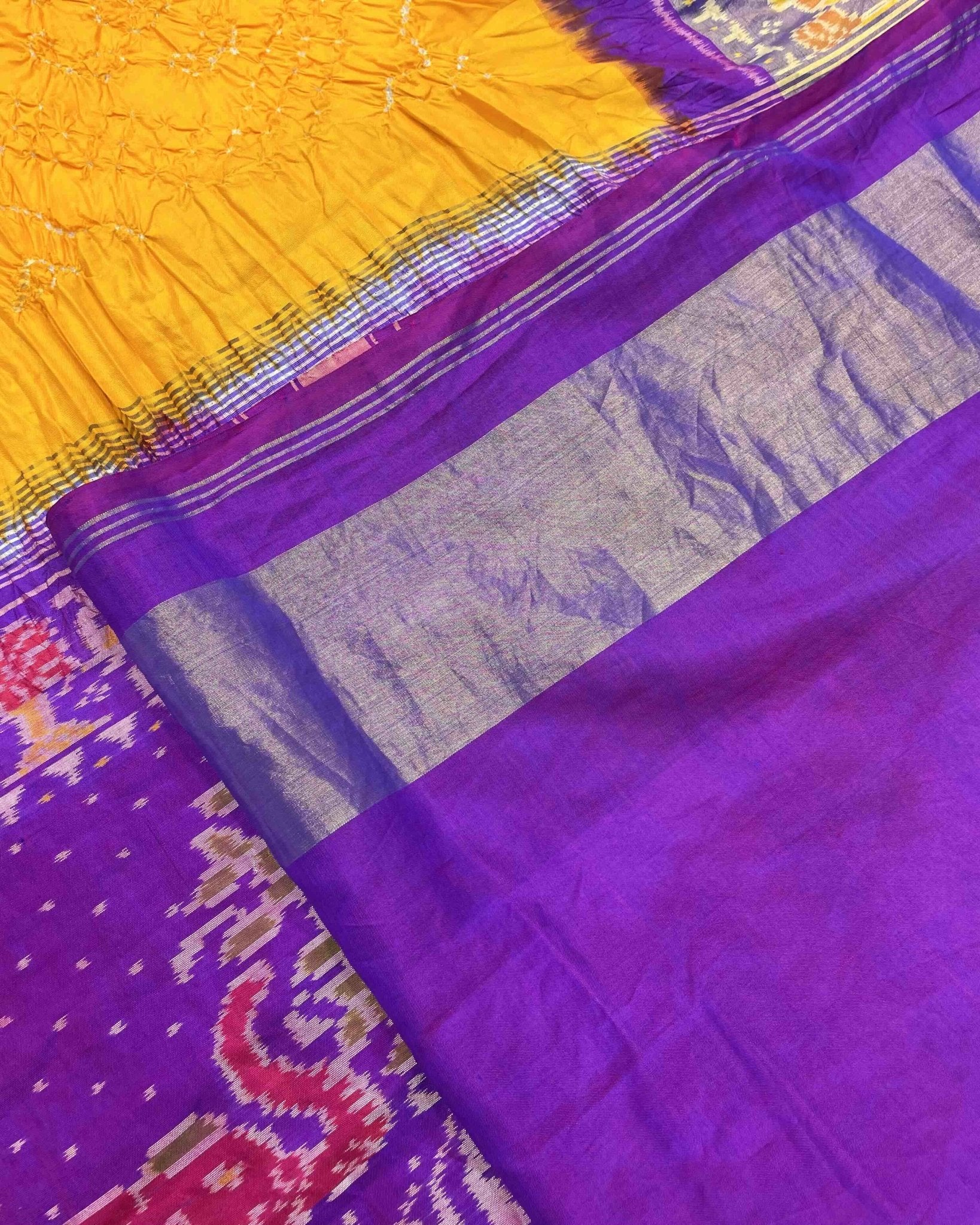 Purple & Yellow Patola Bandhej - SindhoiPatolaArt