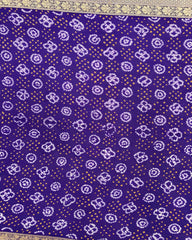 Purplish Blue Banarasi Georgette Bandhani Saree - SindhoiPatolaArt