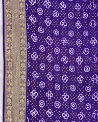 Purplish Blue Banarasi Georgette Bandhani Saree - SindhoiPatolaArt