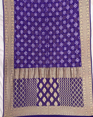 Purplish Blue Banarasi Georgette Bandhani Saree - SindhoiPatolaArt