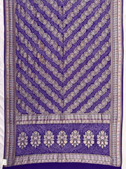 Purplish Blue Georgette Khaddi Bandhani Saree - SindhoiPatolaArt