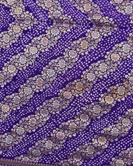 Purplish Blue Georgette Khaddi Bandhani Saree - SindhoiPatolaArt