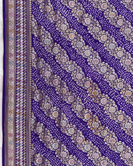 Purplish Blue Georgette Khaddi Bandhani Saree - SindhoiPatolaArt