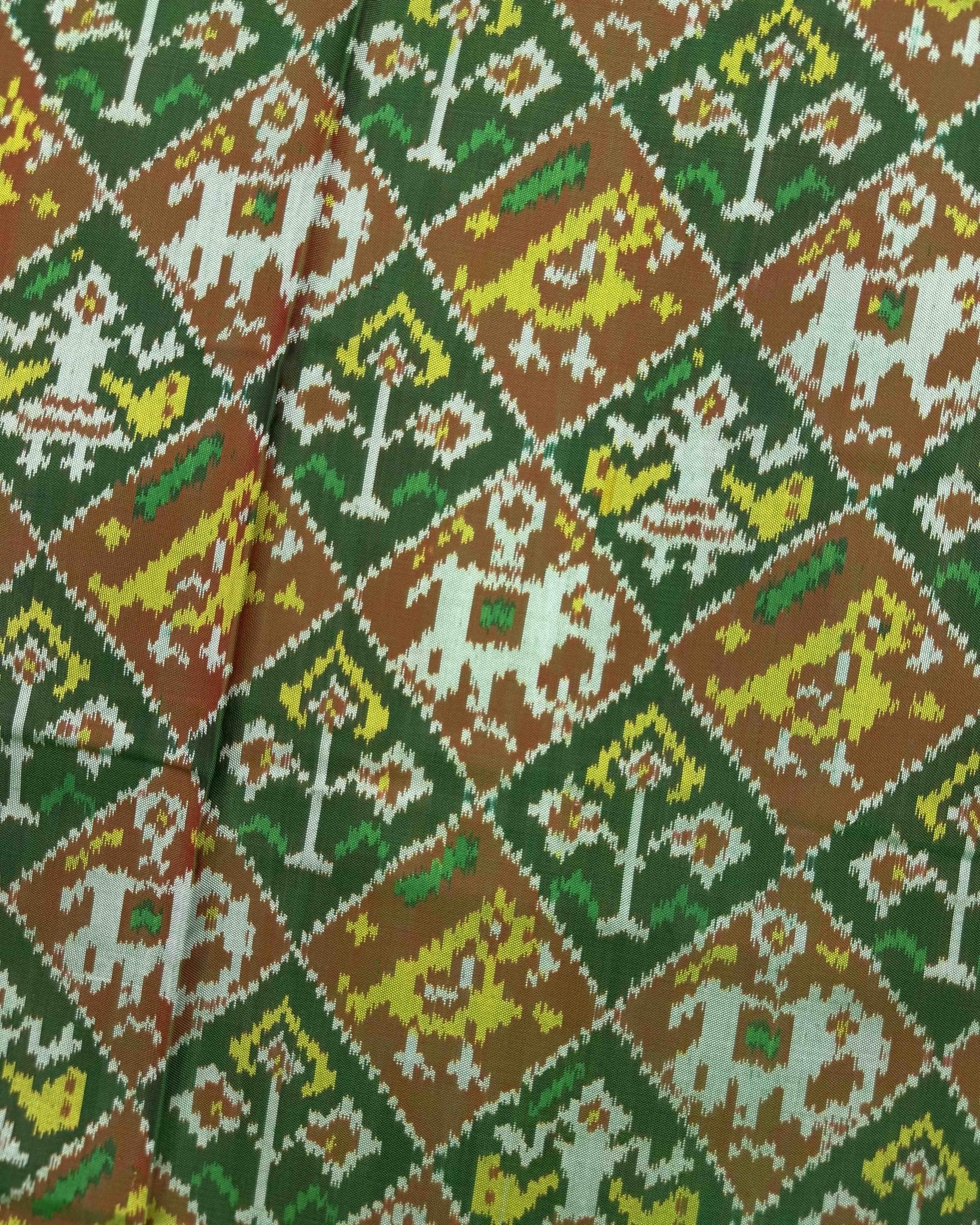 Purplish Blue & Green Small Narikunj Semi Double Ikat Patola Saree - SindhoiPatolaArt
