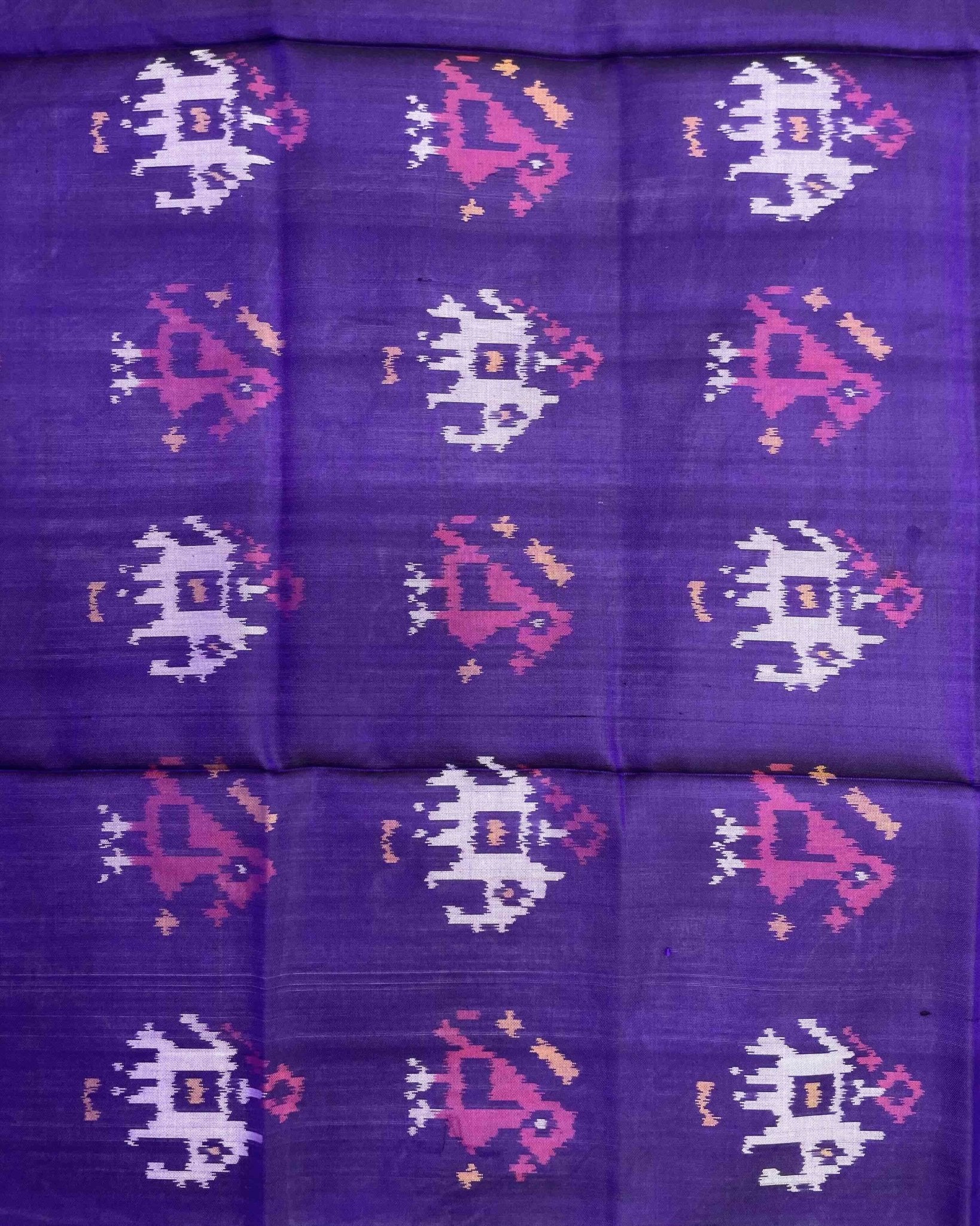 Purplish Blue Narikunj Patola Dupatta - SindhoiPatolaArt