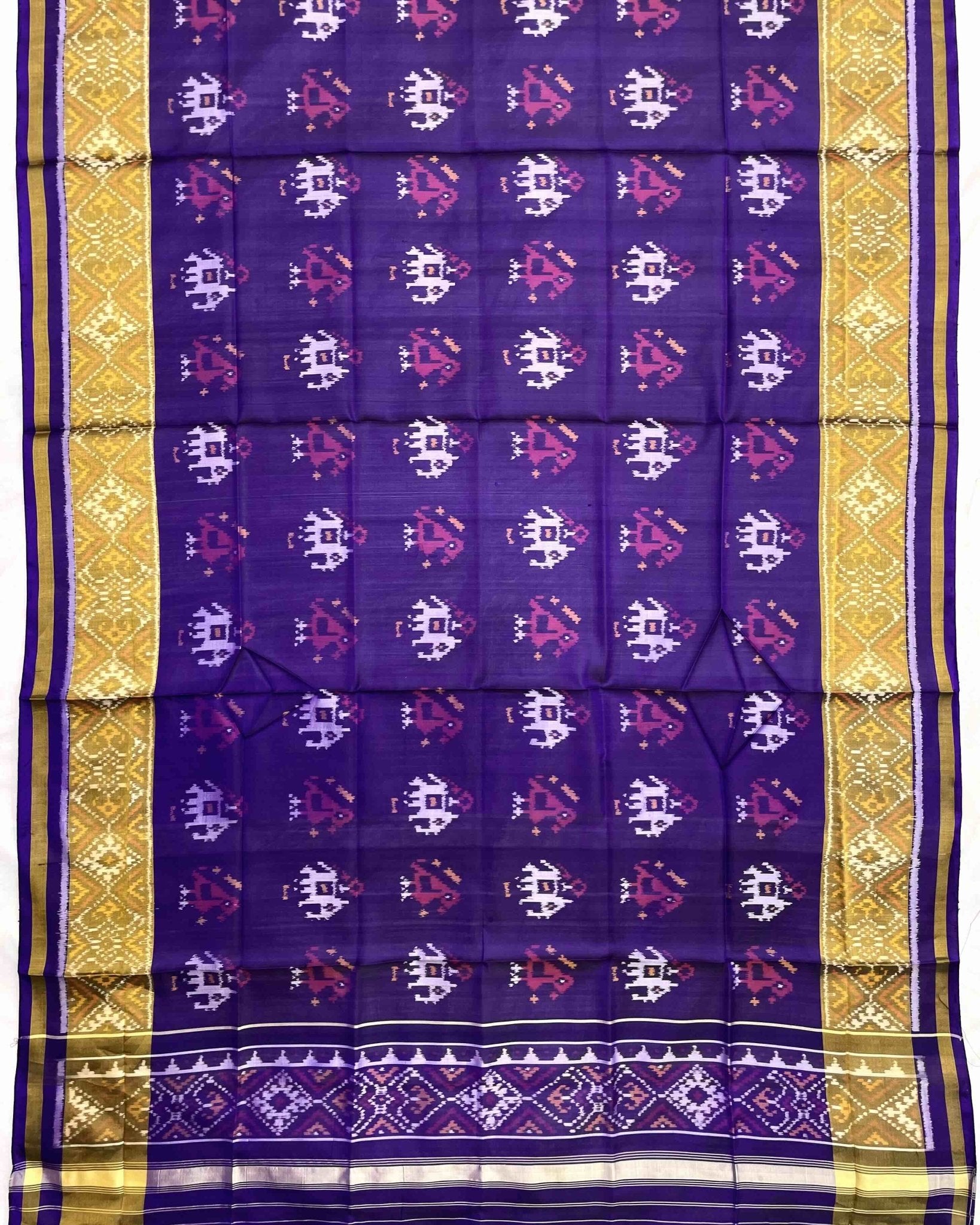 Purplish Blue Narikunj Patola Dupatta - SindhoiPatolaArt