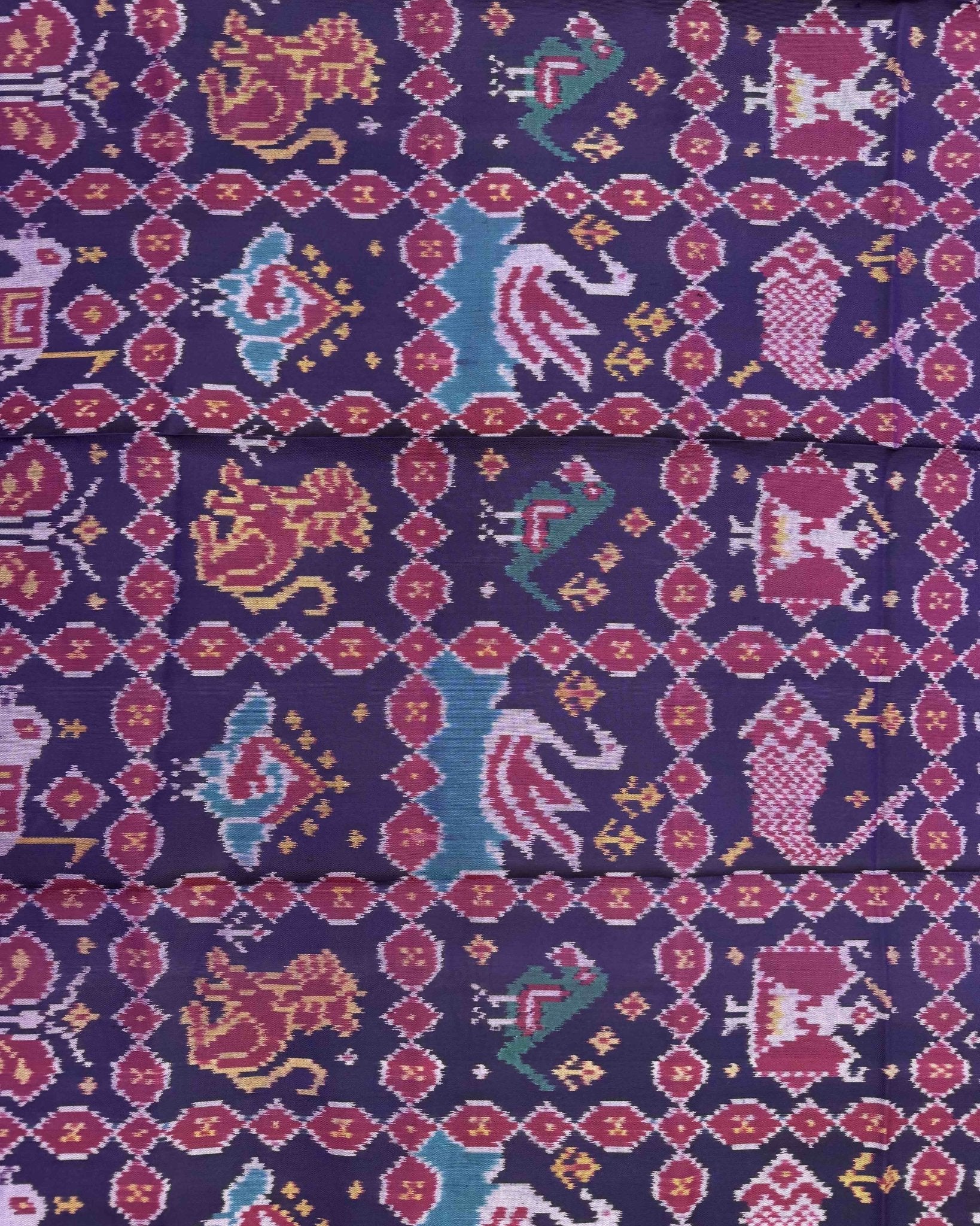 Purplish Blue Narikunj Patola Dupatta - SindhoiPatolaArt