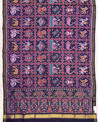 Purplish Blue Narikunj Patola Dupatta - SindhoiPatolaArt