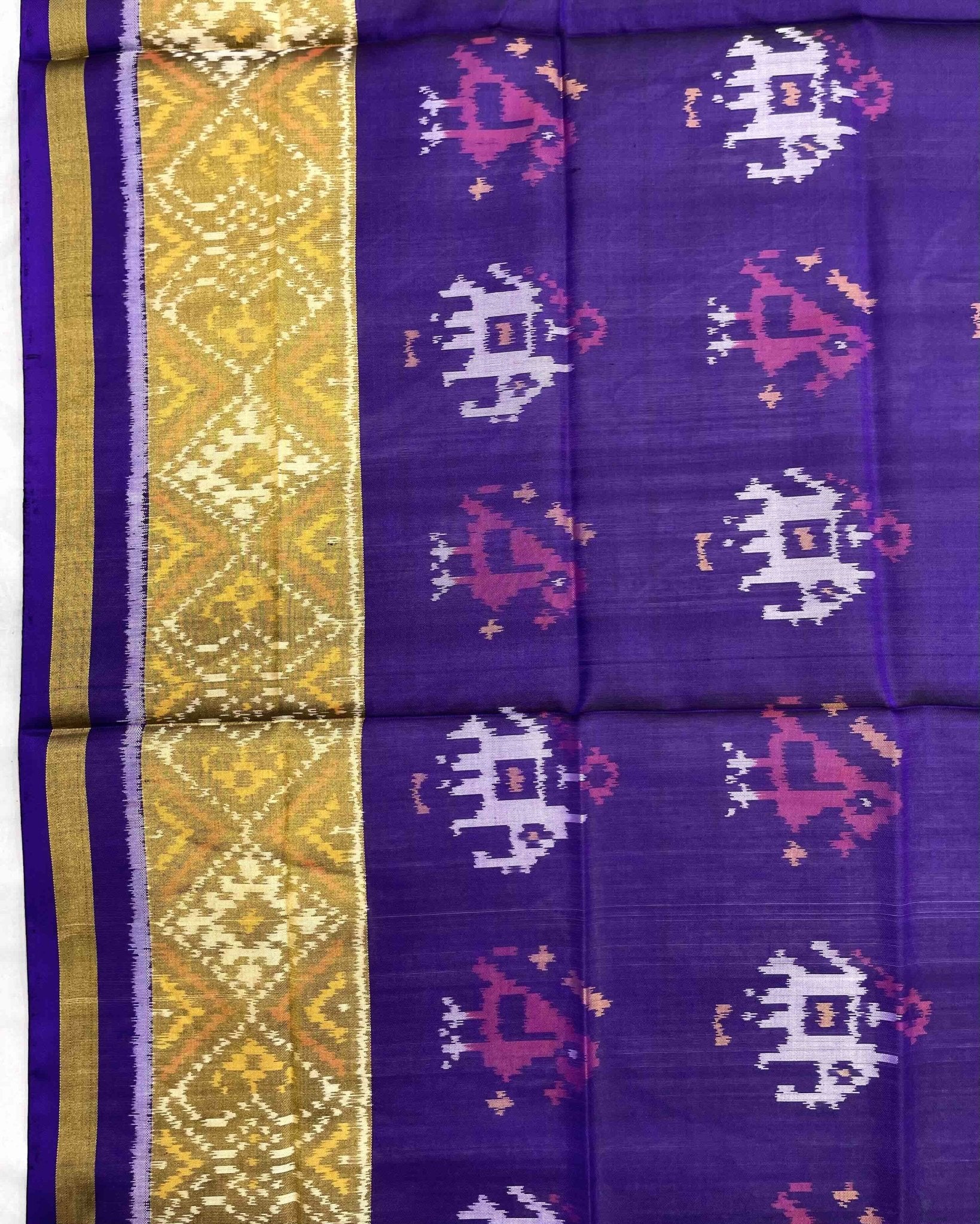 Purplish Blue Narikunj Patola Dupatta - SindhoiPatolaArt