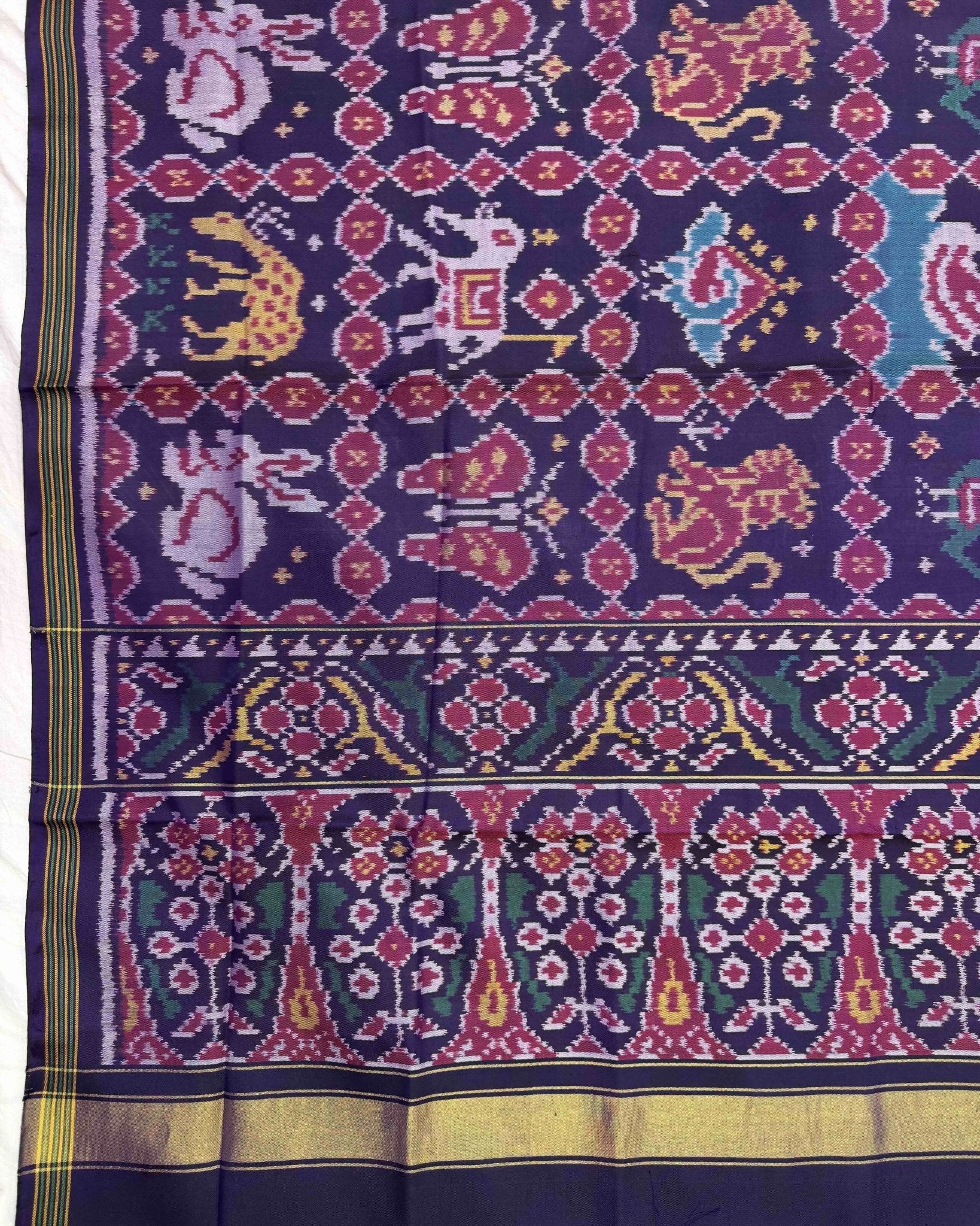 Purplish Blue Narikunj Patola Dupatta - SindhoiPatolaArt