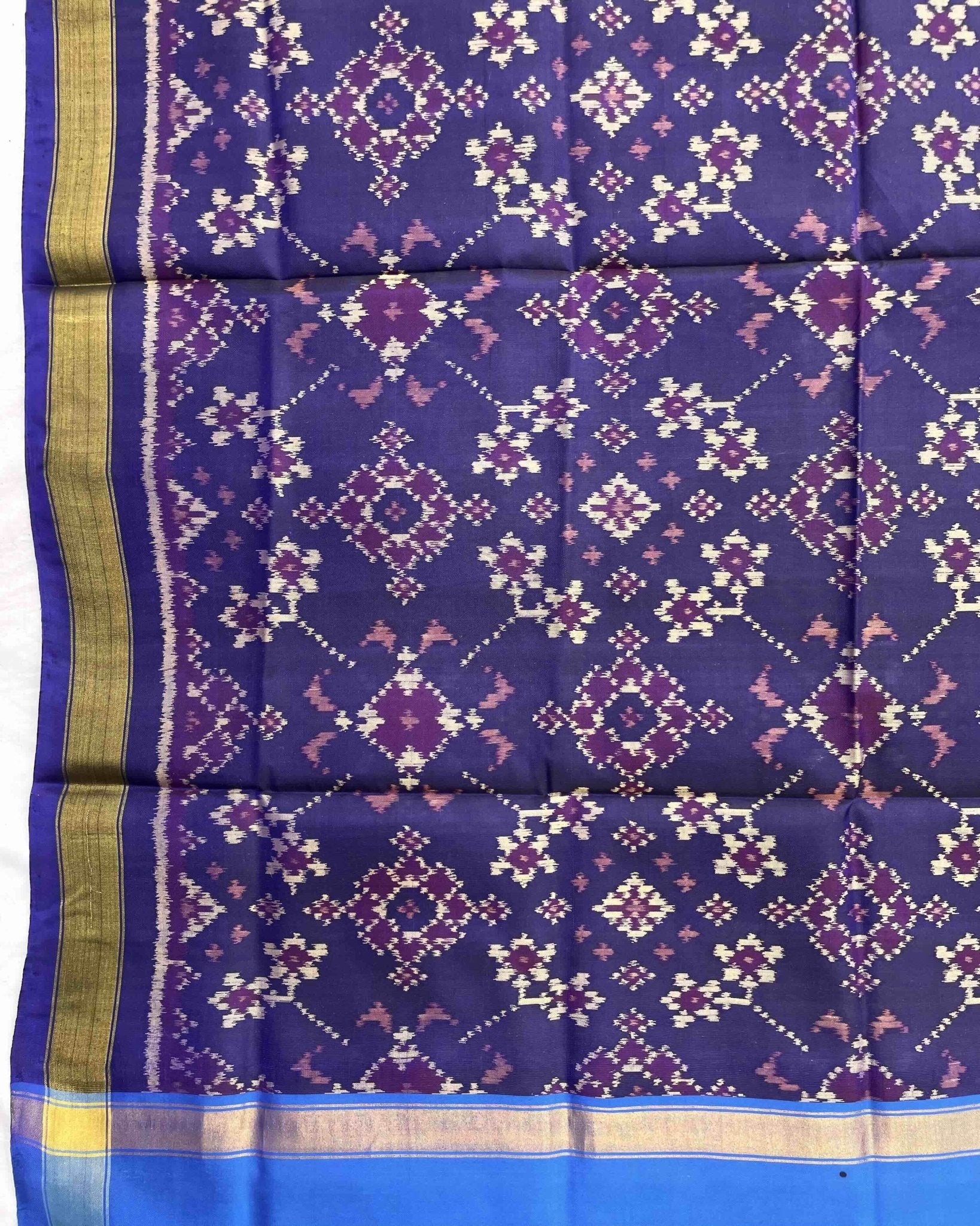 Purplish Blue Navratan Patola Dupatta - SindhoiPatolaArt
