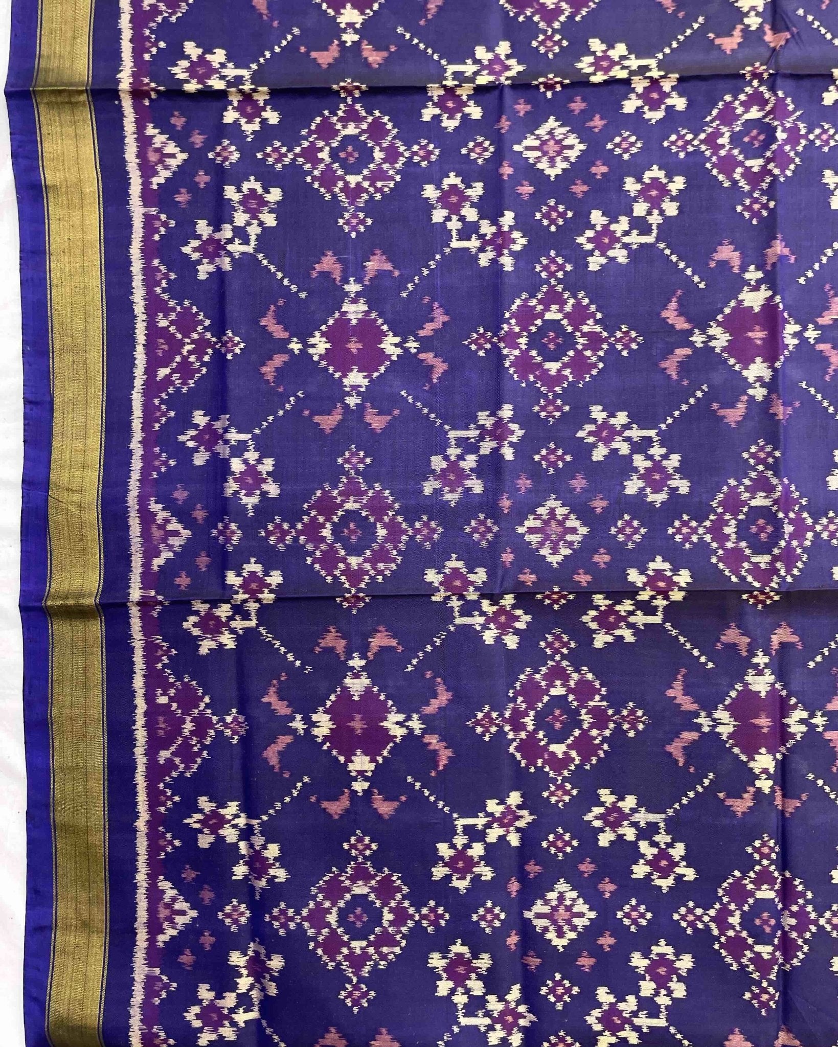 Purplish Blue Navratan Patola Dupatta - SindhoiPatolaArt