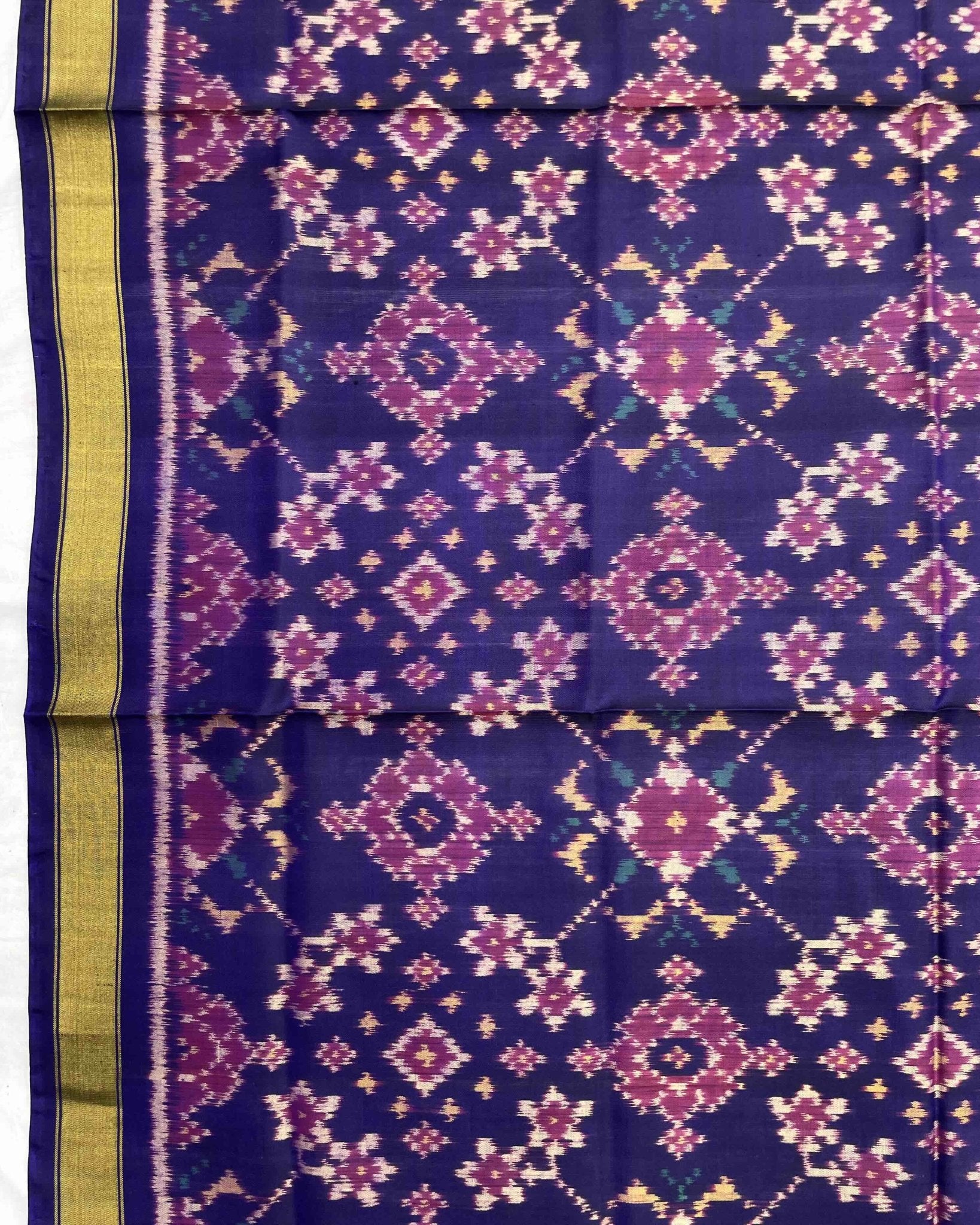 Purplish Blue Navratan Patola Dupatta - SindhoiPatolaArt