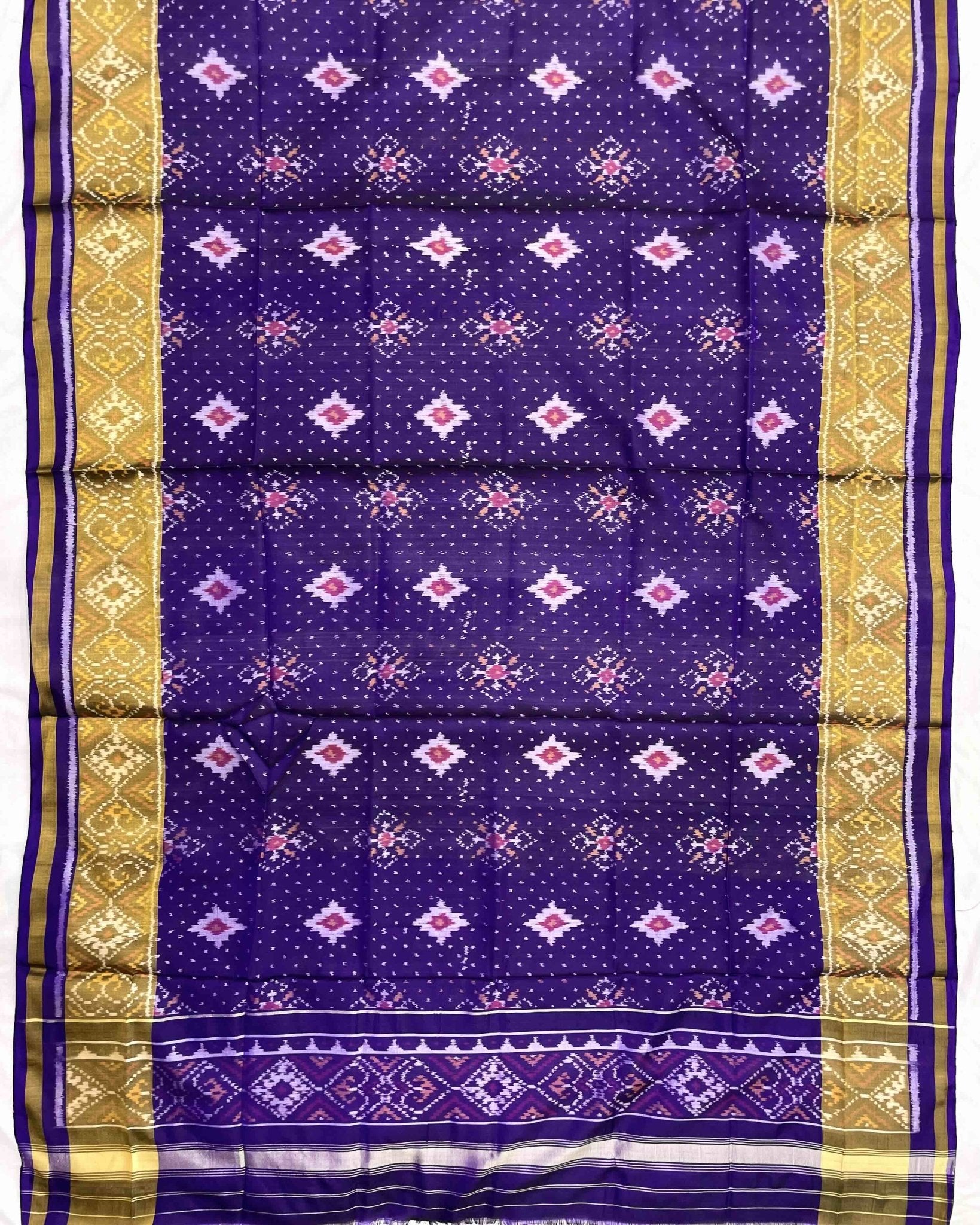 Purplish Blue Panchanda Doted Patola Dupatta - SindhoiPatolaArt