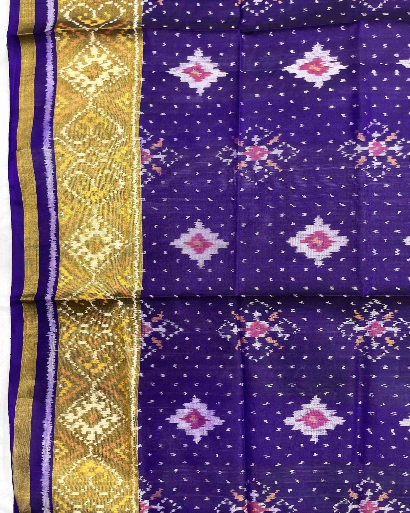 Purplish Blue Panchanda Doted Patola Dupatta - SindhoiPatolaArt