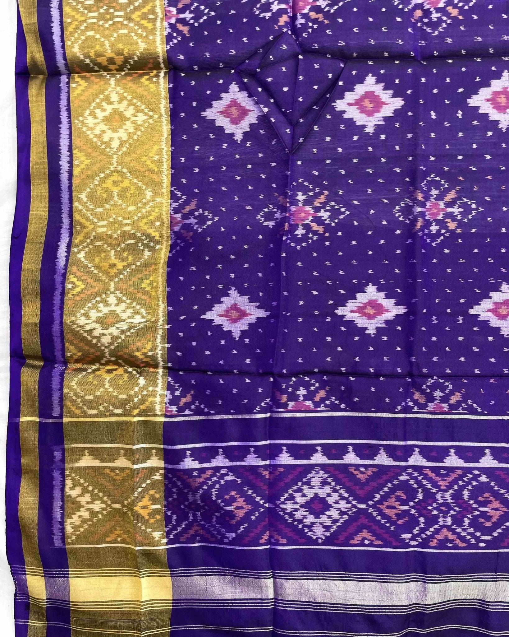 Purplish Blue Panchanda Doted Patola Dupatta - SindhoiPatolaArt