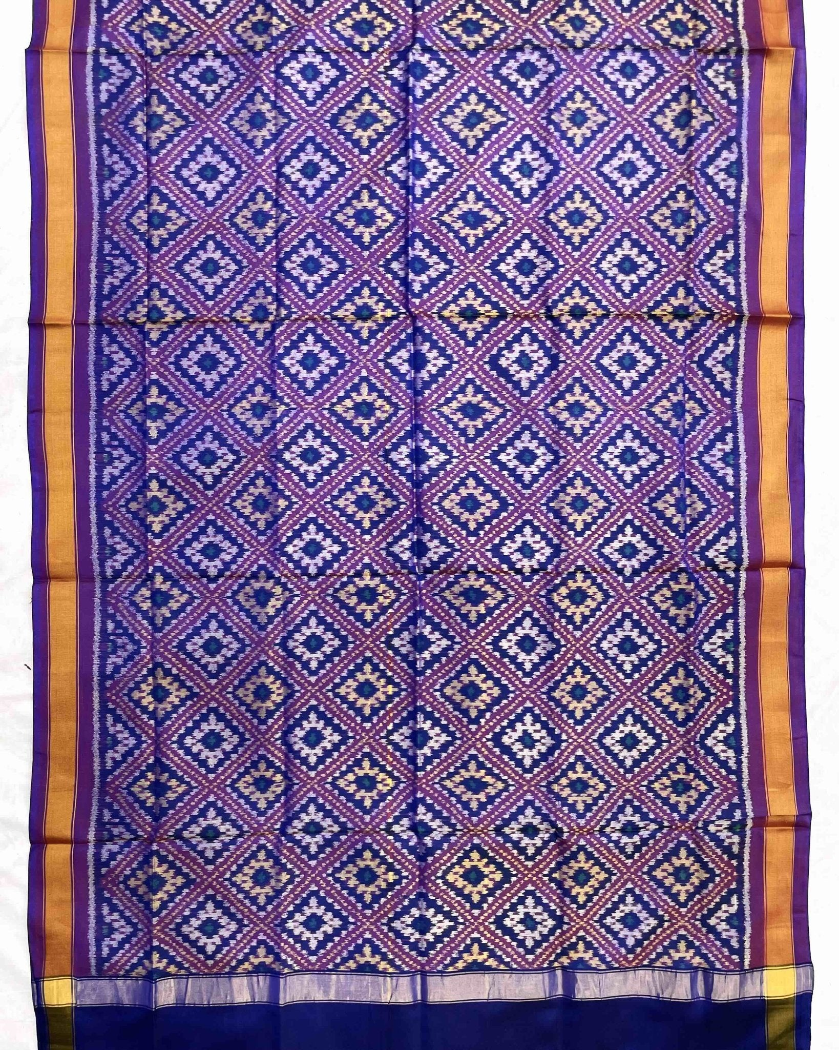 Purplish Blue Panchanda Patola Dupatta - SindhoiPatolaArt