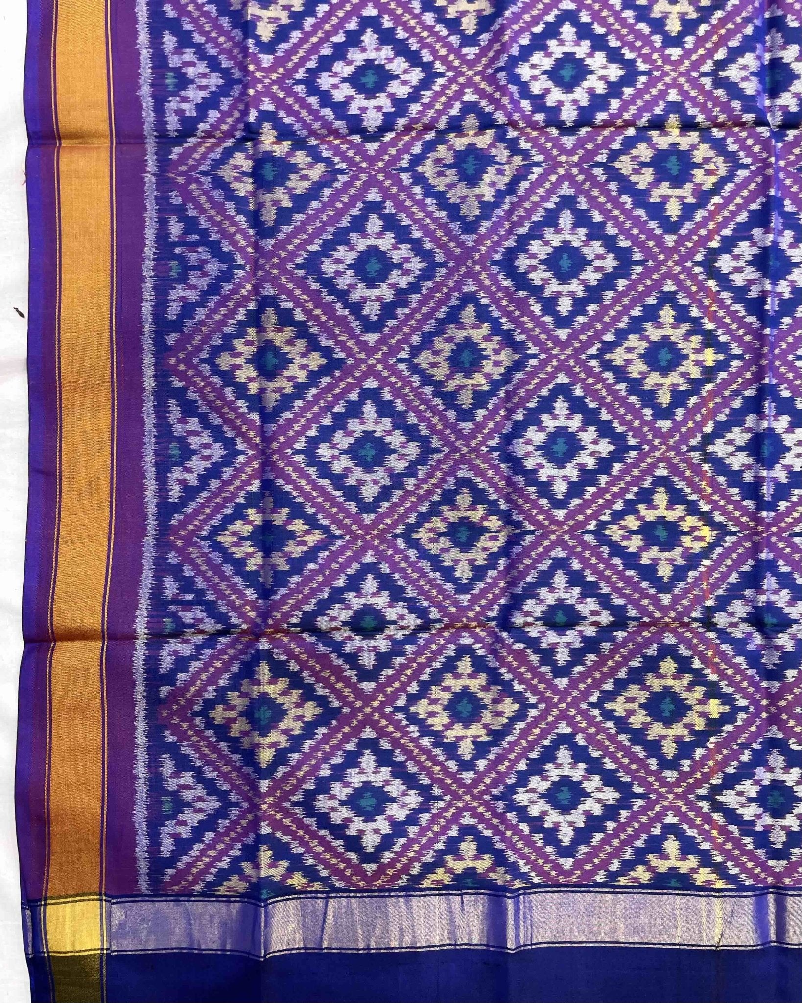 Purplish Blue Panchanda Patola Dupatta - SindhoiPatolaArt