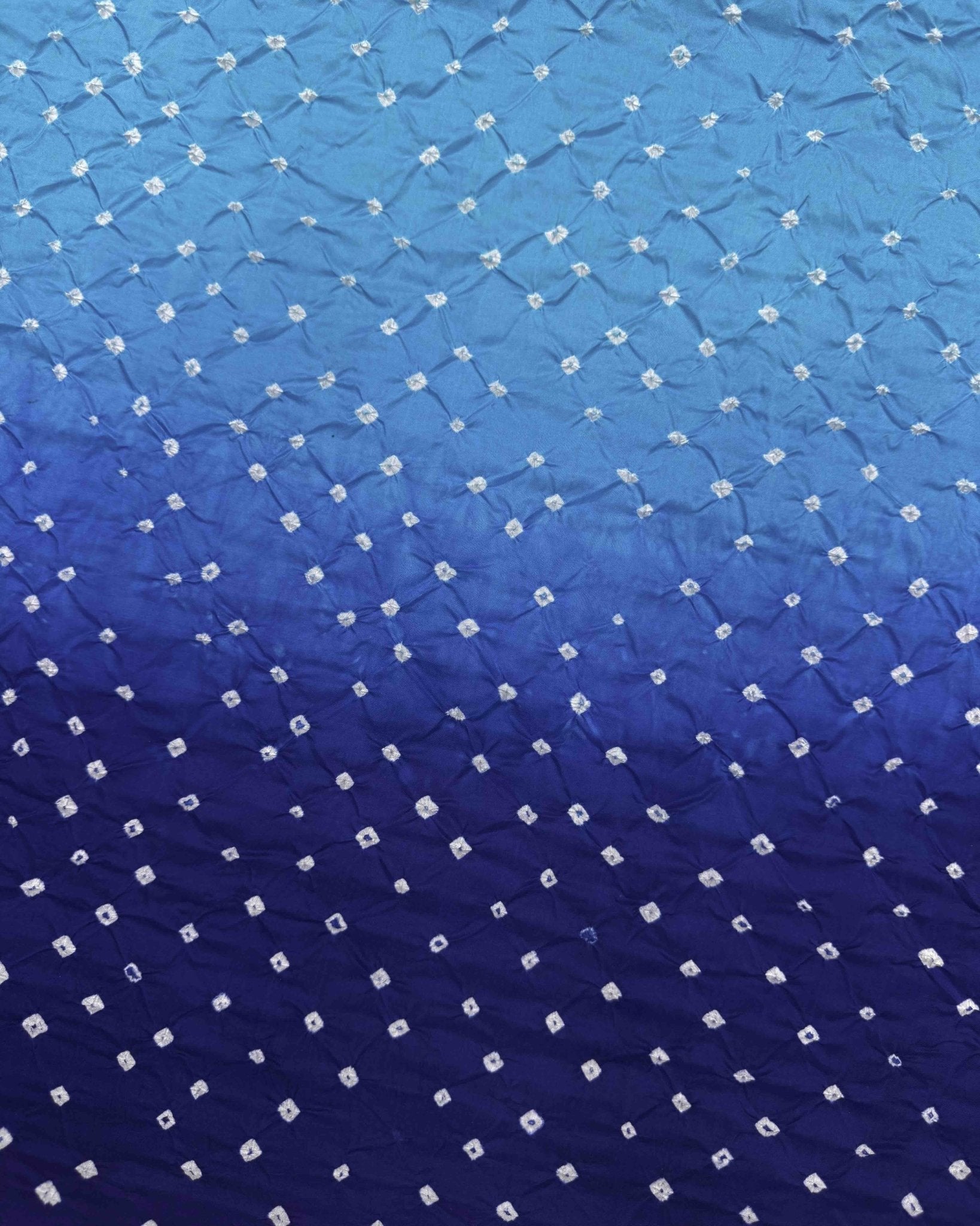Purplish Blue & Sky Shaded Habotai Bandhani Saree - SindhoiPatolaArt