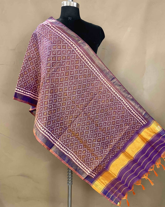 Purplish Booty Patola Stole - SindhoiPatolaArt