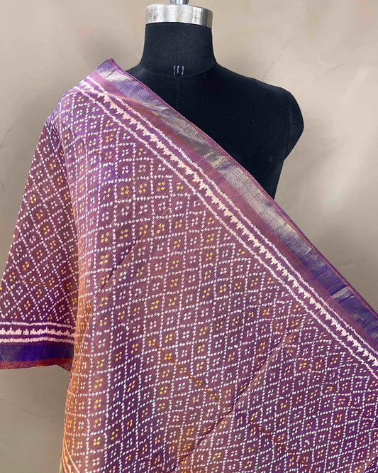 Purplish Booty Patola Stole - SindhoiPatolaArt