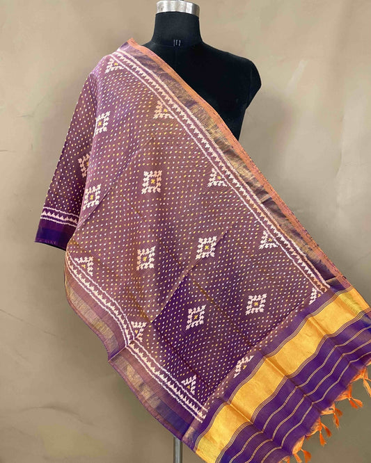 Purplish Panchanda Booty Patola Stole - SindhoiPatolaArt