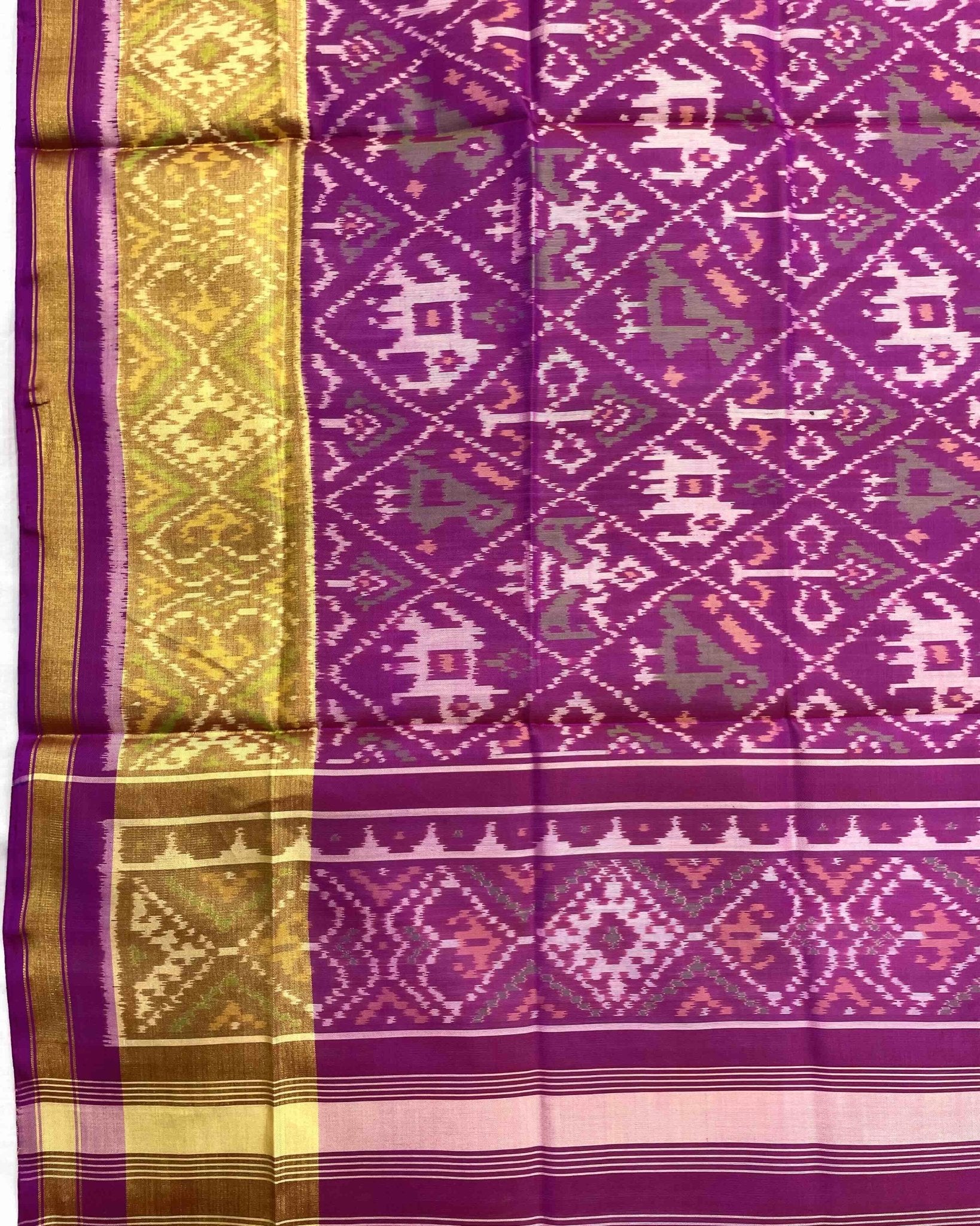 Purplish Pink Narikunj Patola Dupatta - SindhoiPatolaArt