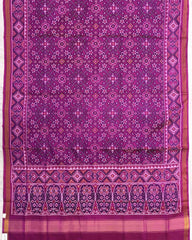 Purplish Pink Navratan Semi Double Ikat Patola Saree - SindhoiPatolaArt