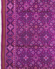 Purplish Pink Navratan Semi Double Ikat Patola Saree - SindhoiPatolaArt