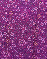 Purplish Pink Navratan Semi Double Ikat Patola Saree - SindhoiPatolaArt