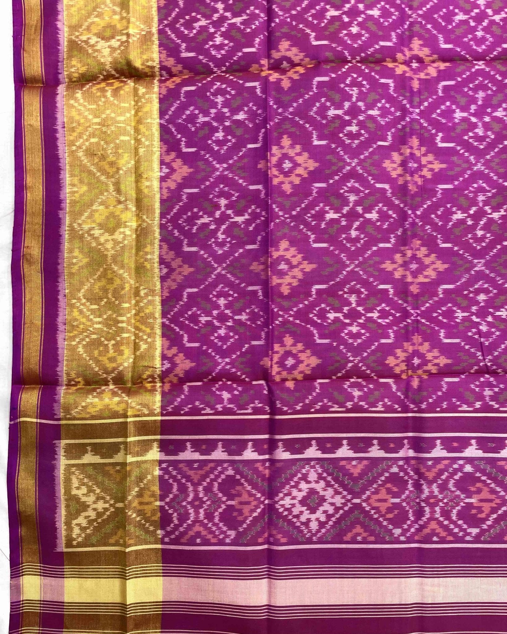 Purplish Pink Panchanda Patola Dupatta - SindhoiPatolaArt
